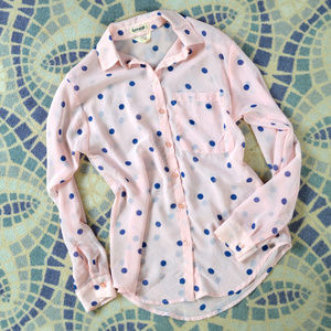 Blush/ Navy Polka Dot Blouse by Garage Size XS